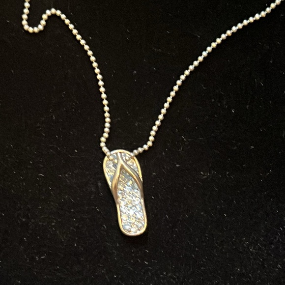 Silver Zirconia Sandal Necklace - Picture 7 of 17